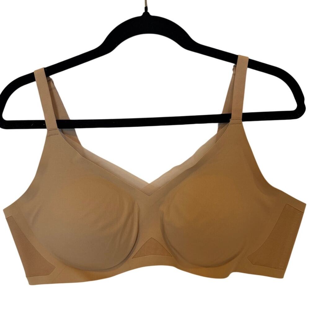 Honeylove CrossOver Bra XL Sand Nude Wireless Smoothing Support LWBR0302